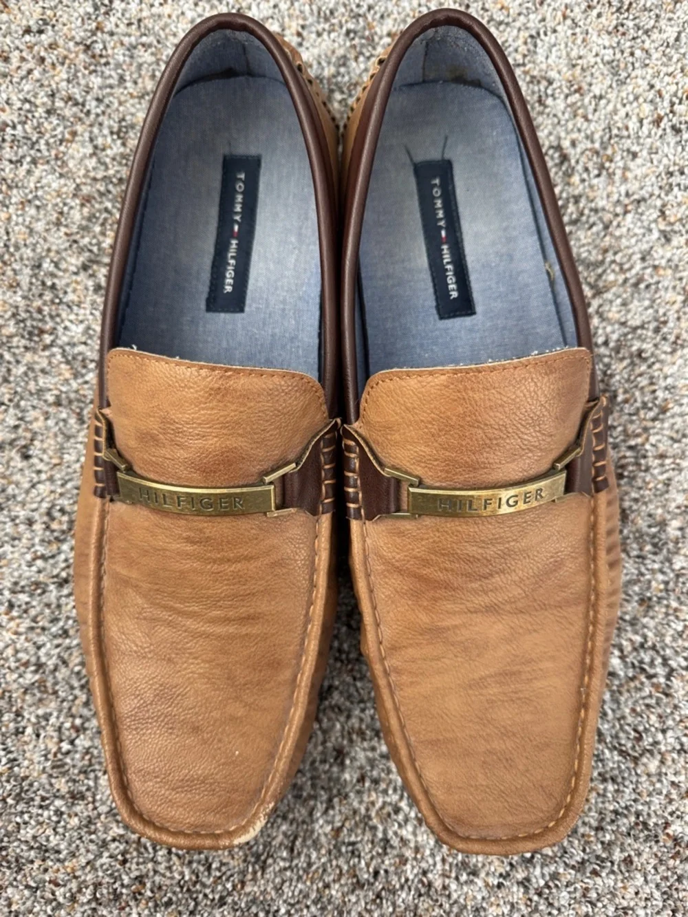 Tommy Hilfiger Tan/Brown Leather Slip-On Loafers